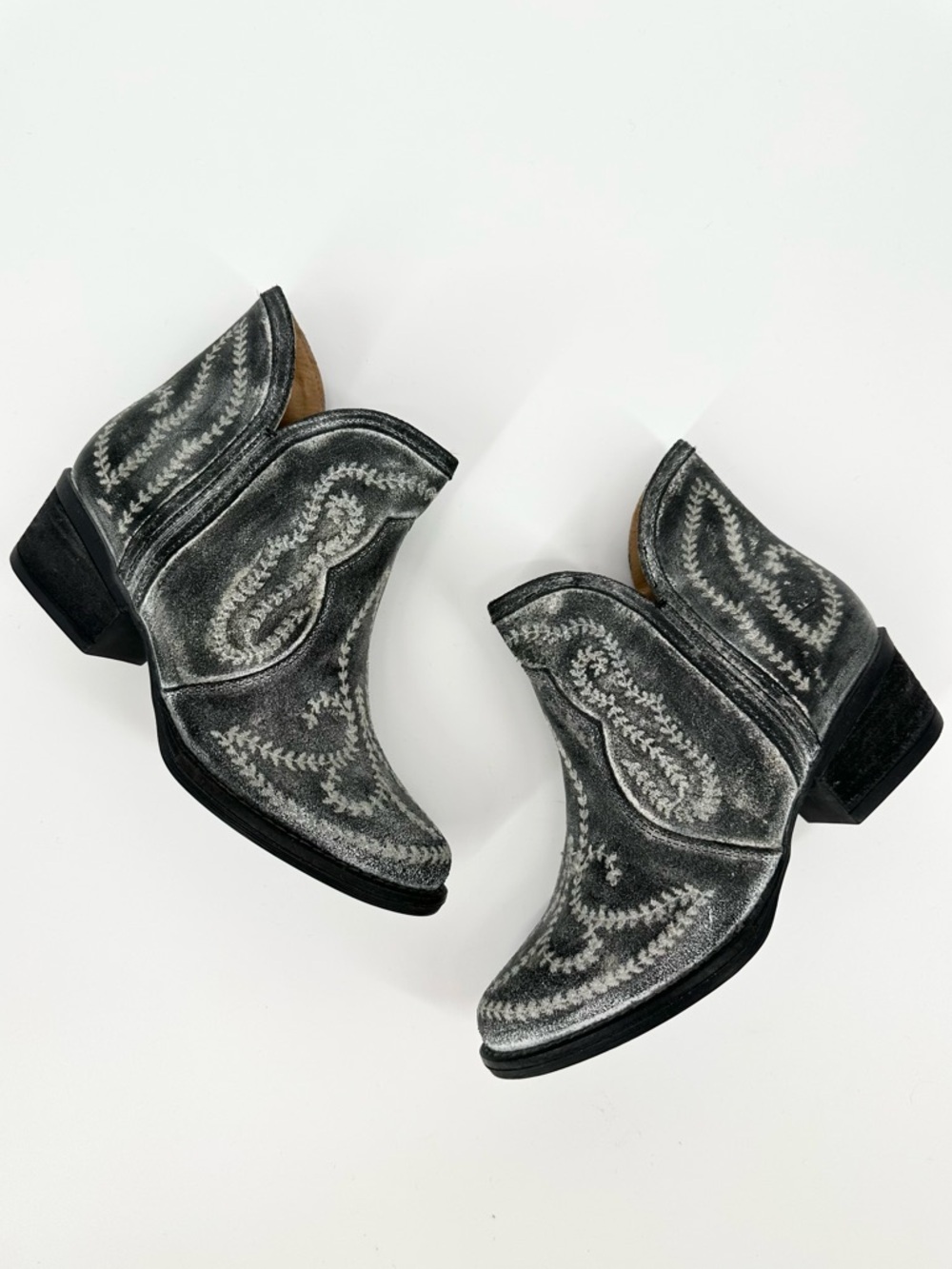 Sterling River Leather Embroidered Ankle Boots - Picture 7 of 10